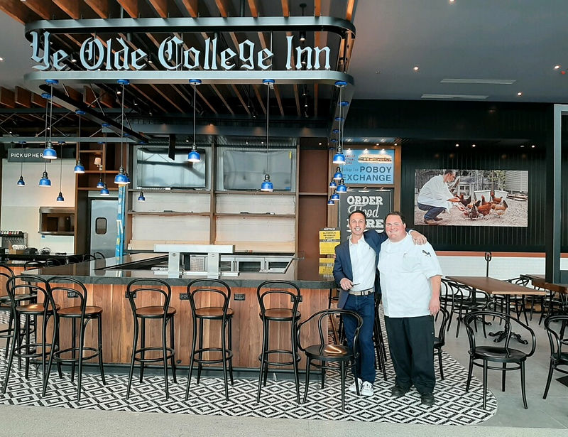 John and Johnny Blancher inside Ye Olde College Inn